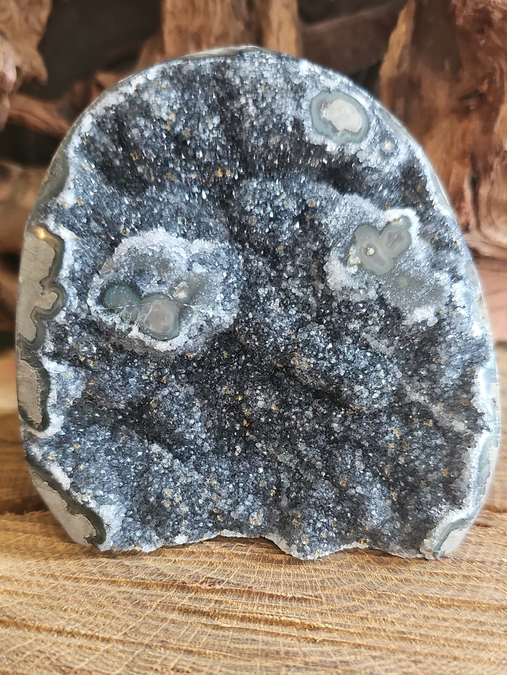 Natural Gray Uruguayan Amethyst Druzy Geode Décor - Home Art